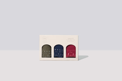 TPD Store Grippy Socks in Box of 3 winter colour tones. For use in Pilates and Yoga practice.